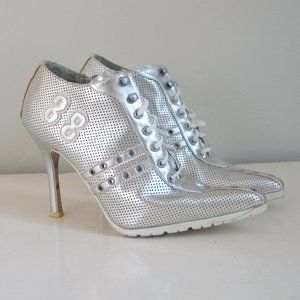 Silver Metallic Number 88 Women's High Heel Ankle Boot  Anne Michelle 7